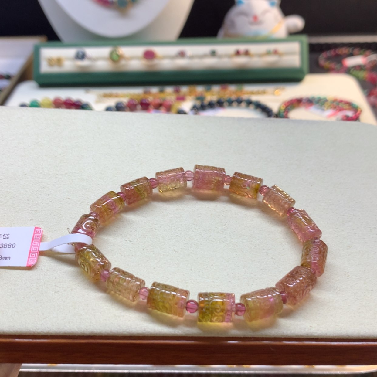 【闪购商品】碧玺手串未镶嵌?****?芬达西瓜回纹8mm