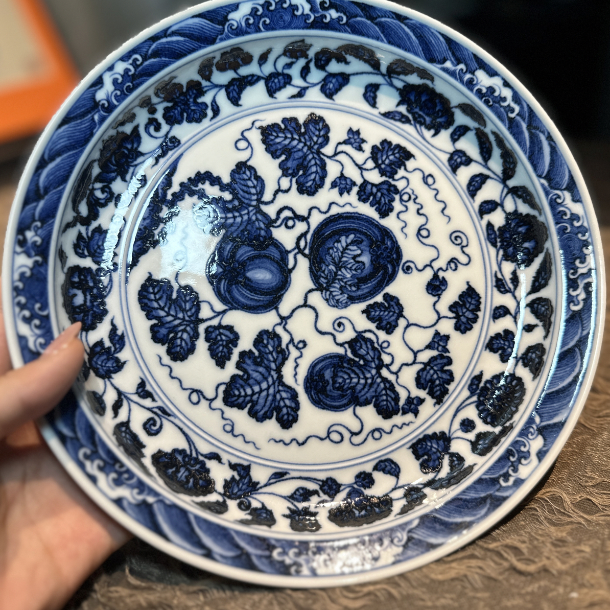 盛古珍玩 柴窑西瓜大壶承