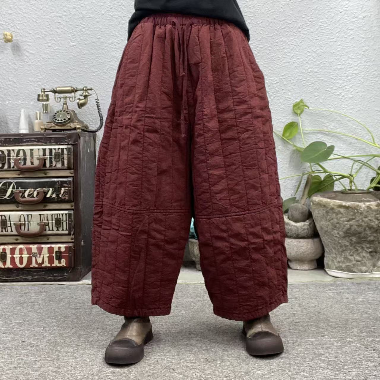 126棉竖压腰间抽绳哈伦棉裤休闲裤（长84臀围130脚口56