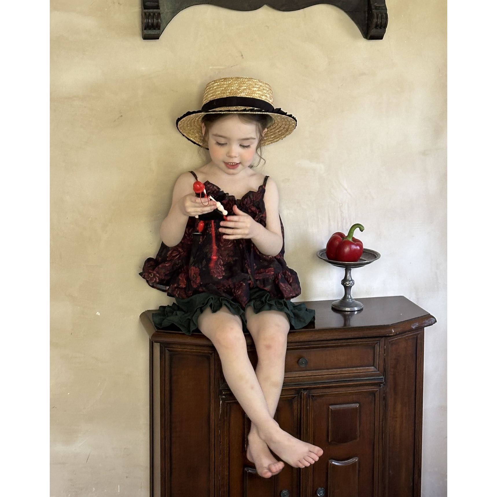 青禾予·25夏~玫瑰花吊带娃娃衫两件套QHY150(2216+2237)