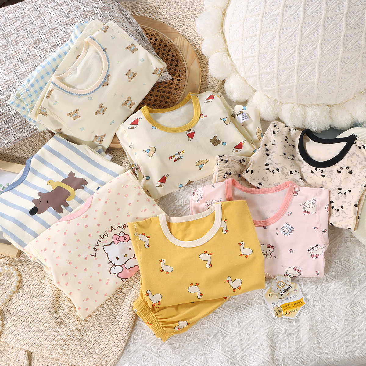 【两套】儿童睡衣秋衣莱卡家居服