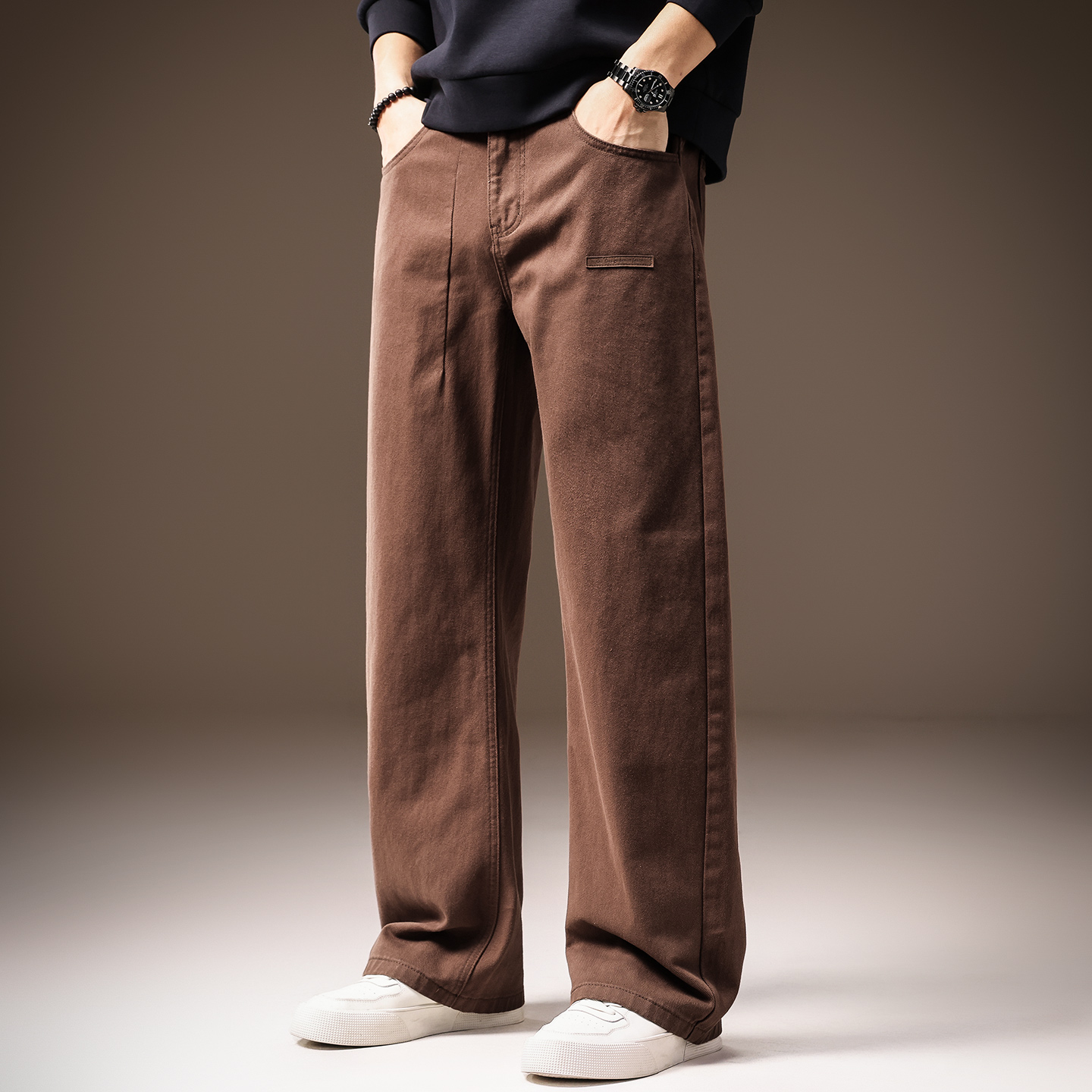 法国Cebrodz高端美式复古水洗休闲裤男秋季新款宽松简约直筒长裤