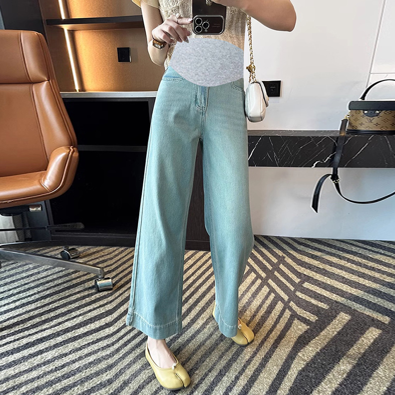 2025新款高品牛仔裤 孕妇阔腿裤 高弹力孕妇牛仔裤 春秋