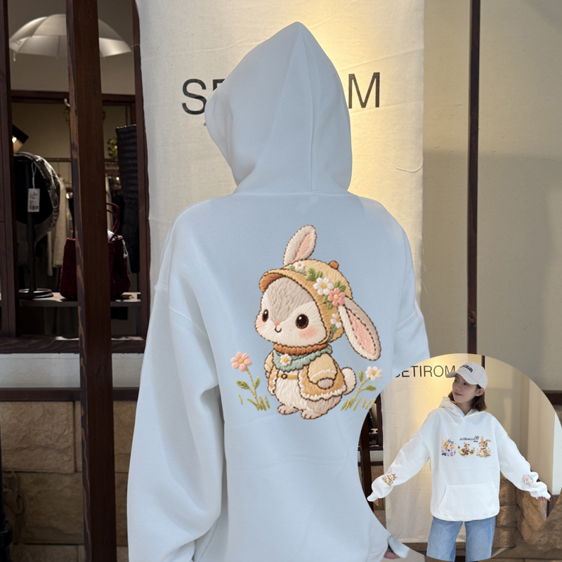 印花秋冬连帽兔子套头款春秋卫衣休闲套头秋季时尚