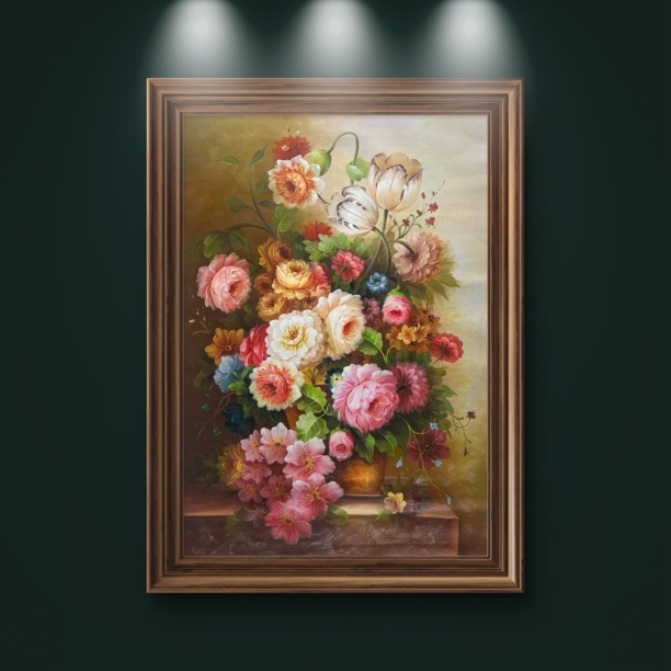 古典花卉装饰手绘油画75×105美式法式客厅玄关餐厅挂画酒店