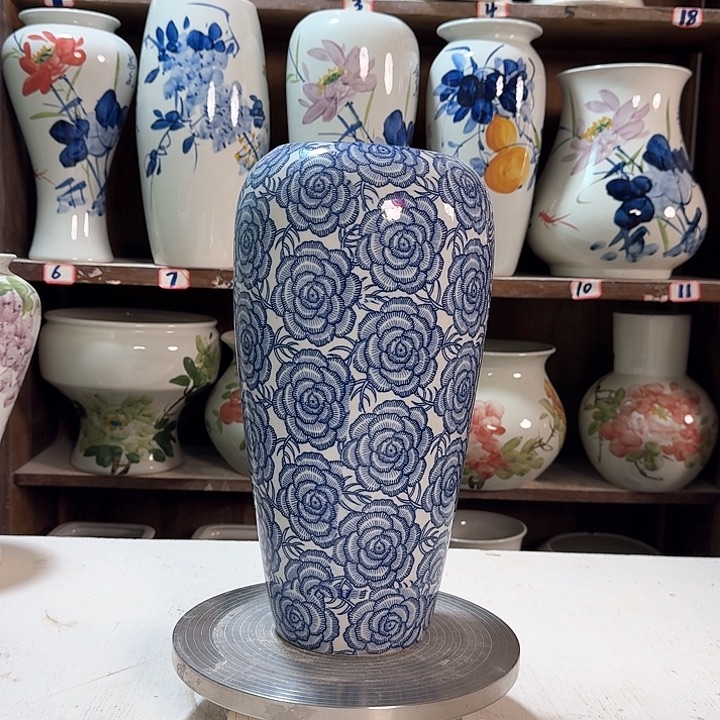 瓶大萝卜青花玫瑰新款陶瓷陶瓷