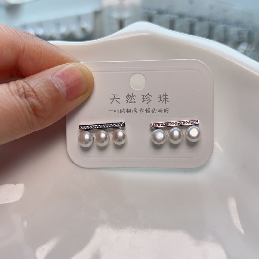淡水珍珠耳饰银S925镶嵌
