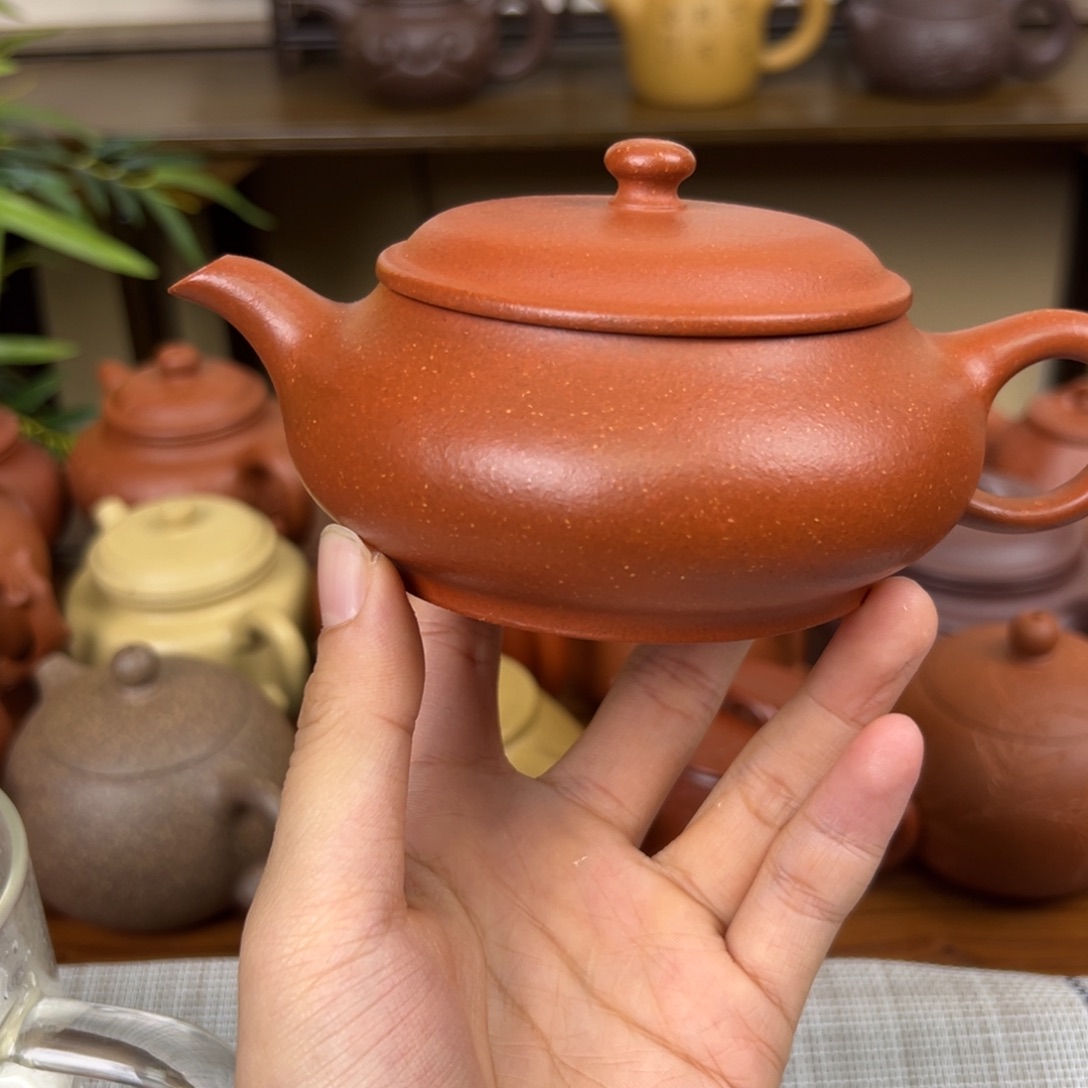 紫砂茶壶紫砂壶明炉壶红降坡220瑕