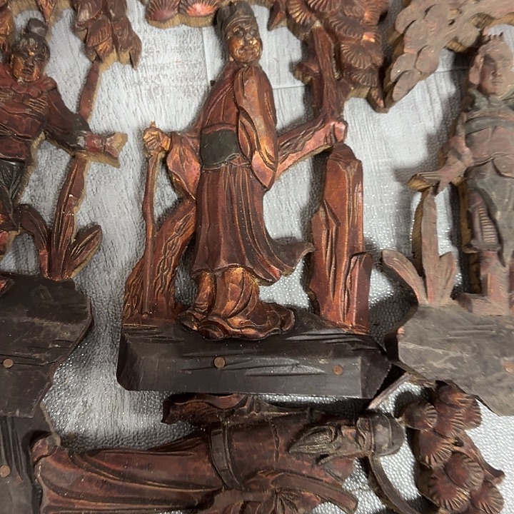 成***哥香榧木老木雕老人物花板