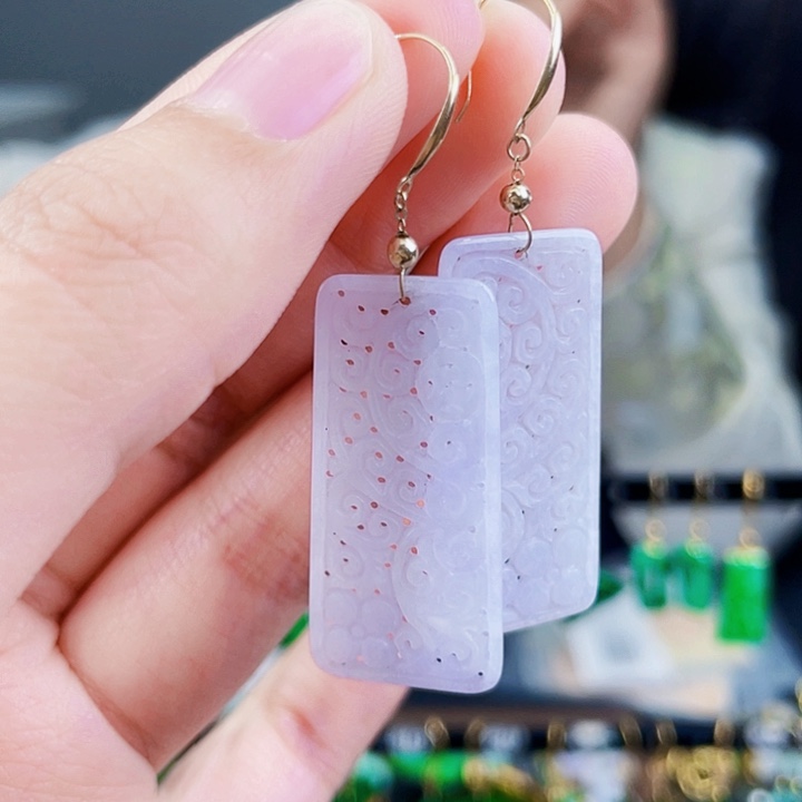 翡翠耳饰18K金镶嵌饰品