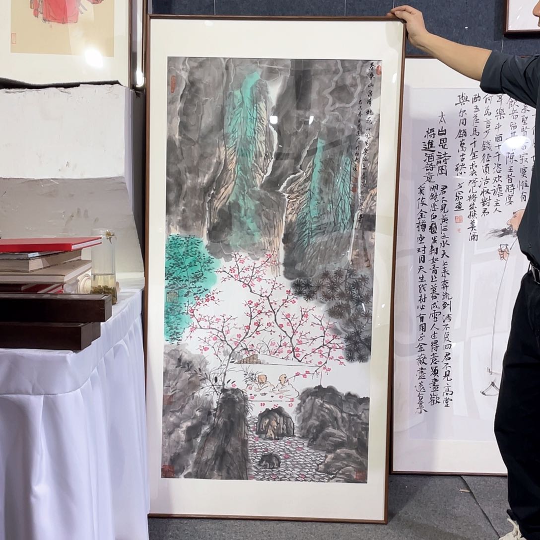 国画手绘画作品带框