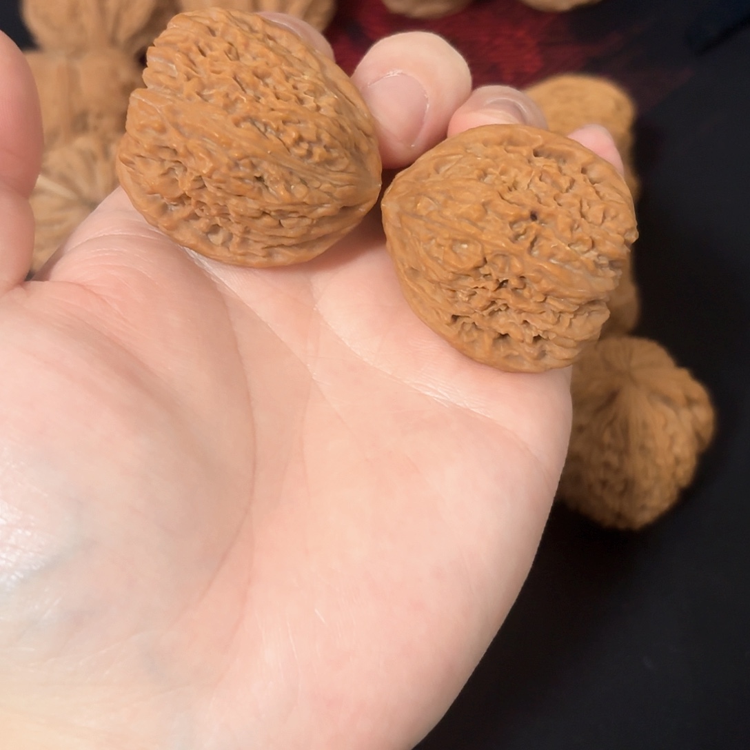文玩核桃把件涿鹿凹底拉丝，37边，高39，溜肩子弹头小高炮