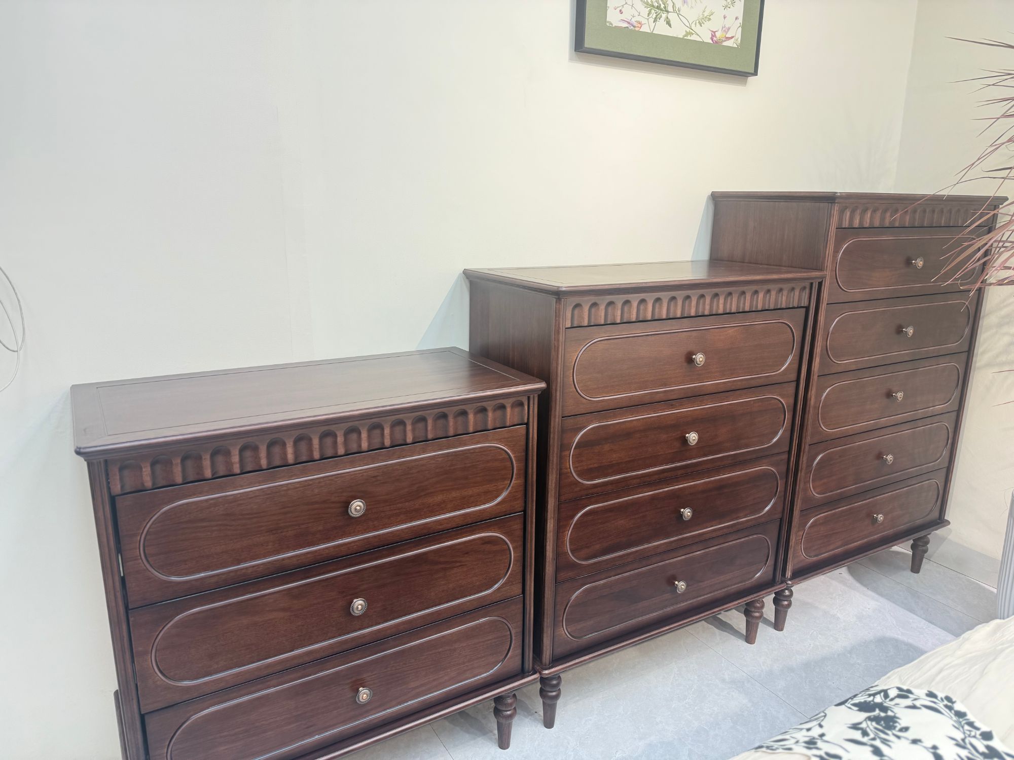 【永轩】中古风实木轻奢简约风三斗柜储物柜