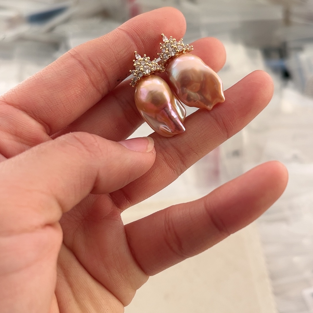 淡水珍珠耳饰合金