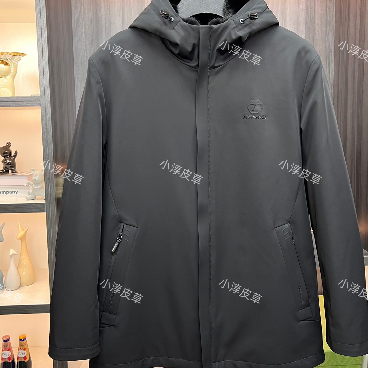 【小淳皮草】男士新款商务字母款式水貂派克服N19