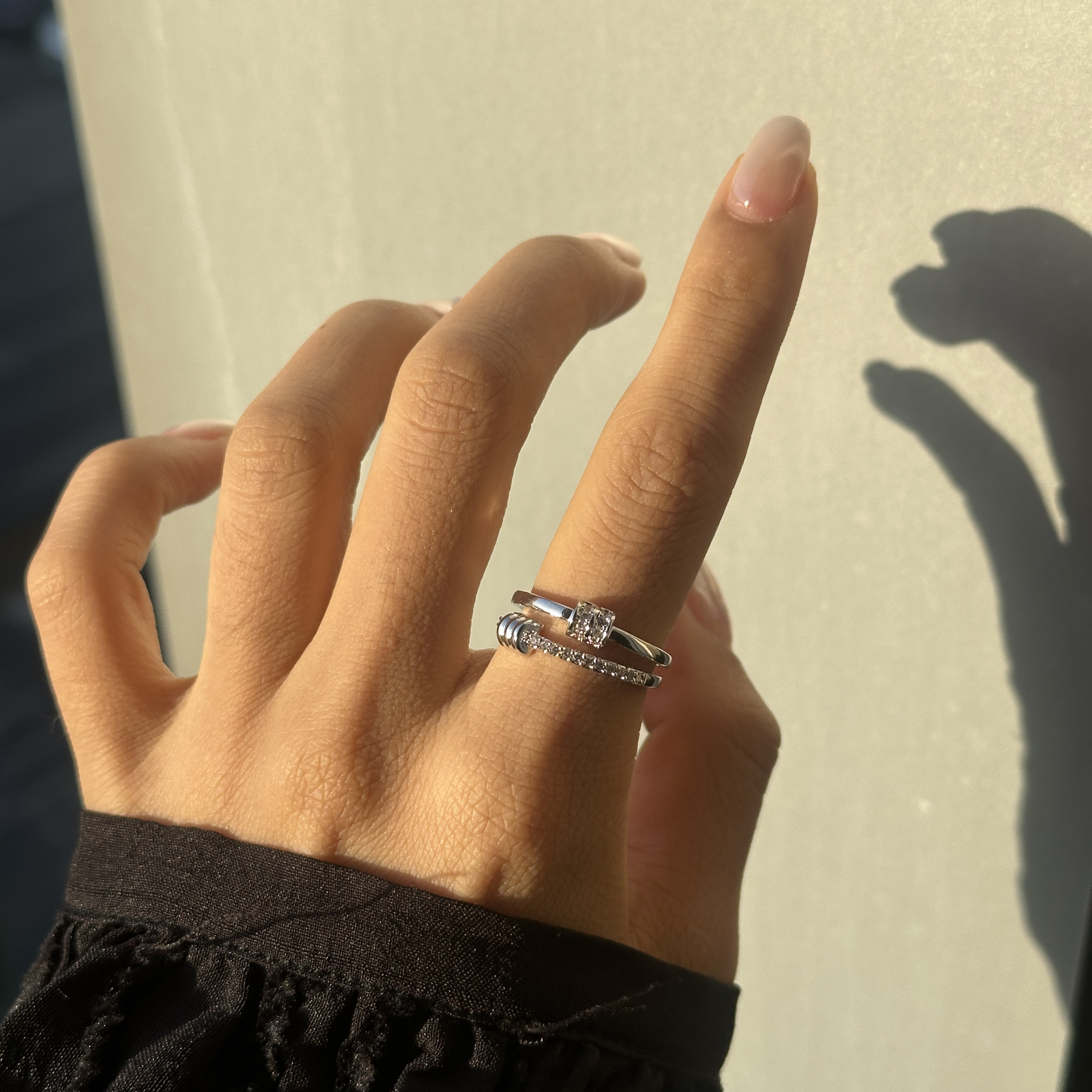 铜合金锆石戒指 GULUM 971 气质轻奢时尚复古小众戒指