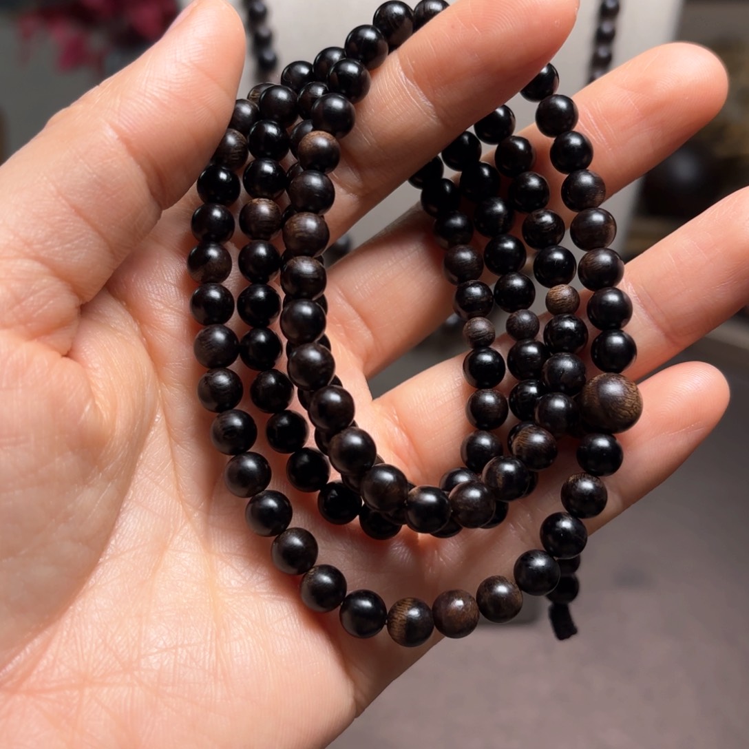 沉香手串越南芽庄白棋楠瘤疤0.6×108