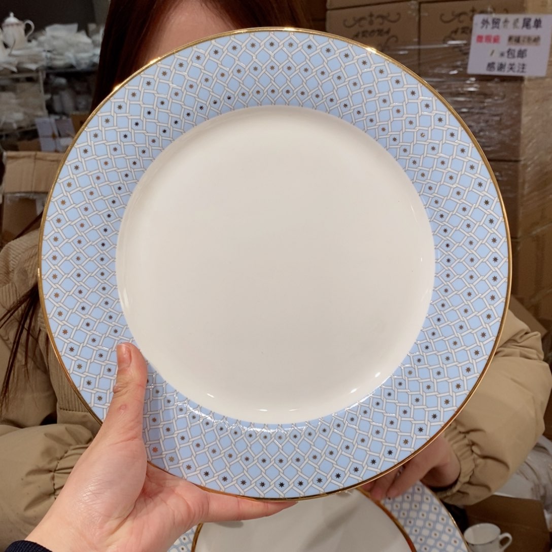 瓷鹅黄原单大盘一个27cm微瑕