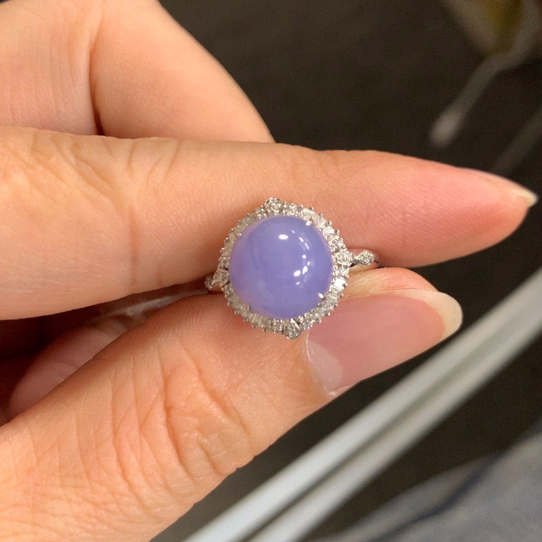 翡翠戒指18K金镶嵌康*丽翡翠