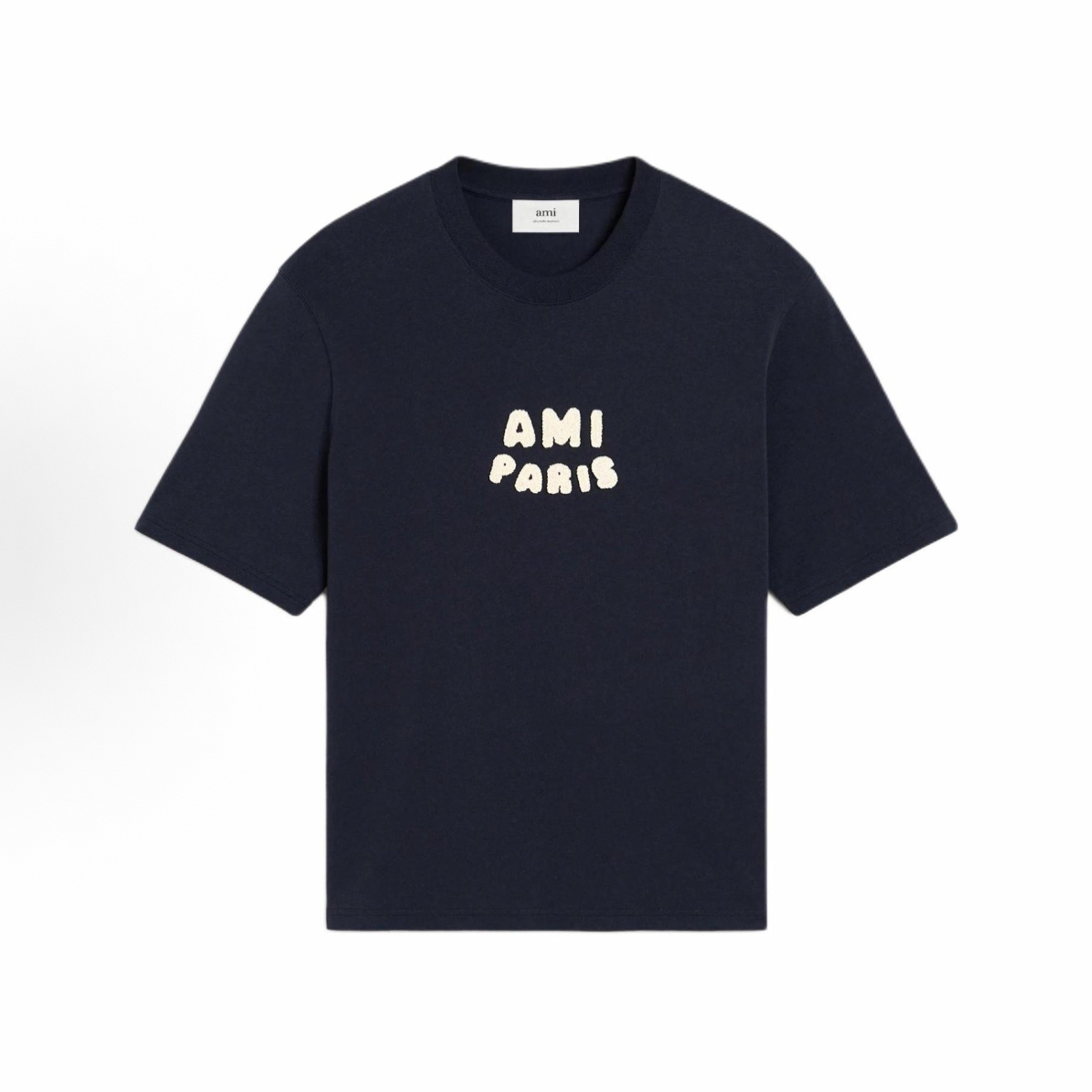 未使用 AMIPARIS SS25钩针字母宽松编织徽标棉质短袖上衣LogoT恤W
