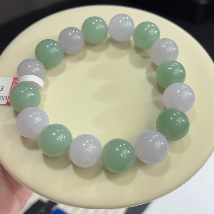 翡翠未镶嵌手链冰胶春彩双色卡13