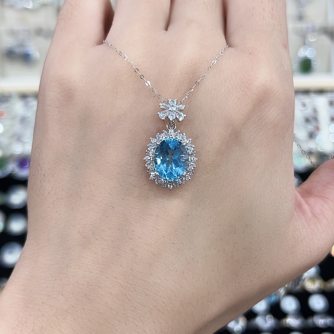 玫***.银S925镶嵌吊坠(赠链)托帕石