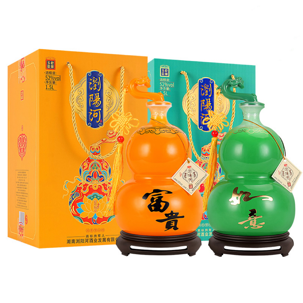 浏阳河酒浏阳河富贵如意三斤大坛加手提礼盒浓香型白酒52度1500