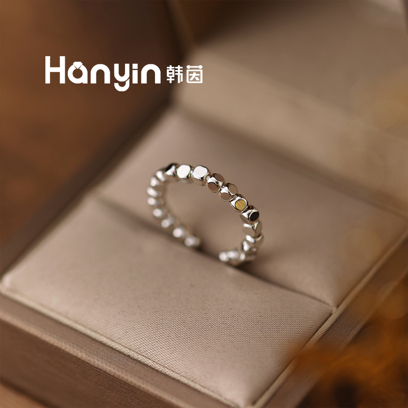 铜合金戒指 立体方块开口戒指简约气质时尚款百搭轻奢小众指环