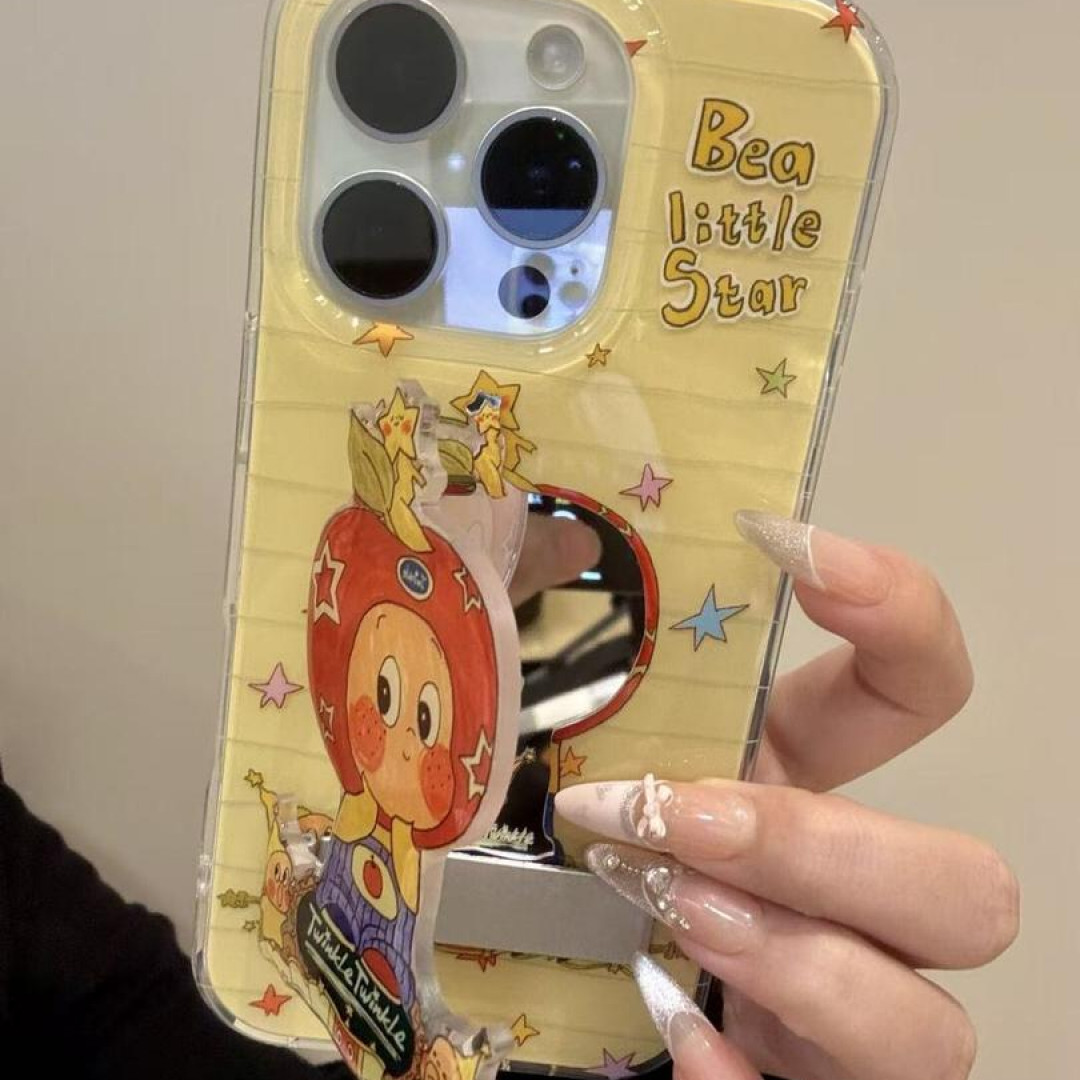 【金龟子的娃娃】苹果/华为/小米/OPPO/VIVO坐立星星折叠镜子手机壳