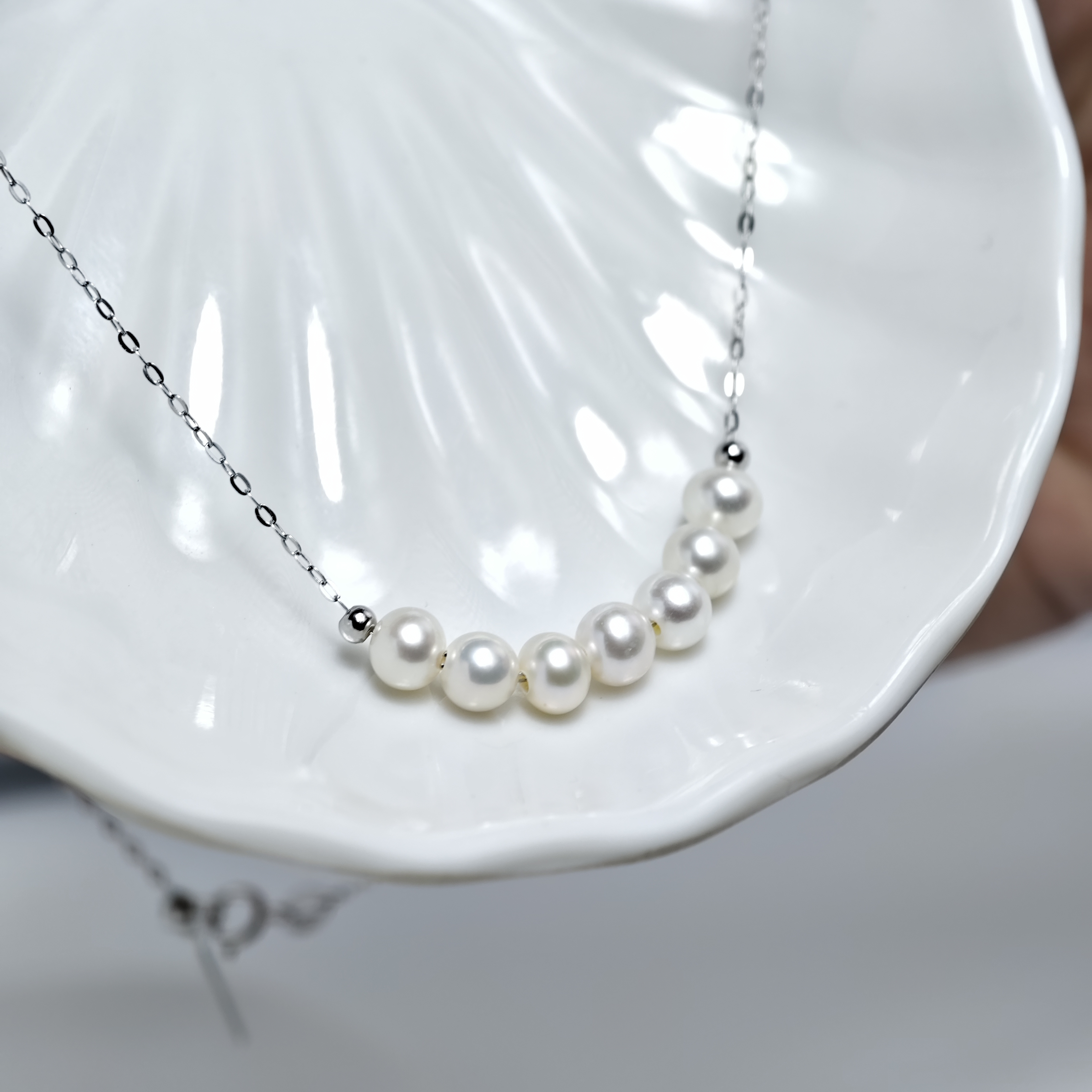 【婕妤甄选】S925银淡水珍珠微笑链6-7mm无核珍珠珠宝项链 气质白色