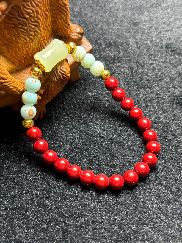 A823 朱砂带配饰6mm手串