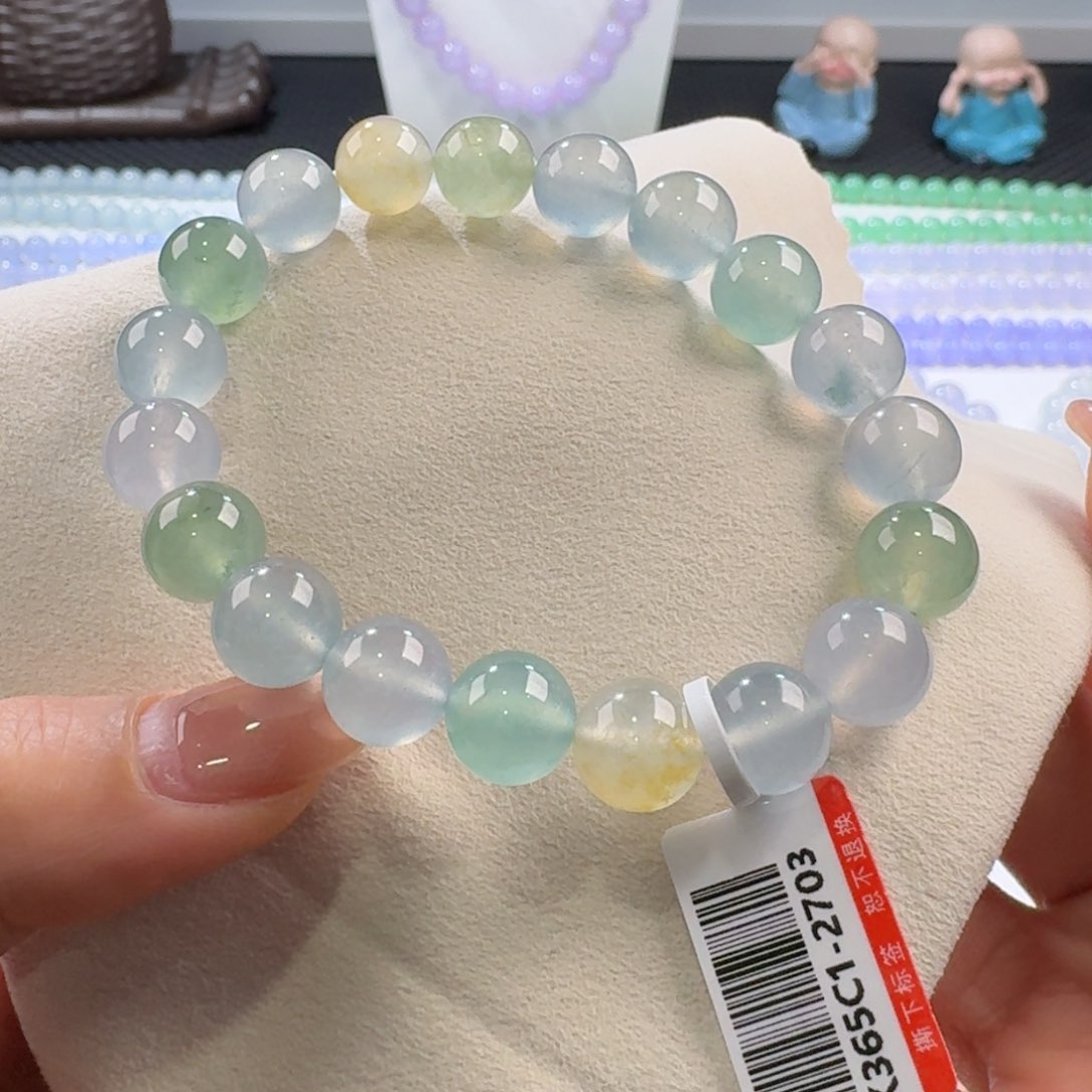 翡翠颈饰未镶嵌高冰玻马卡龙多宝单圈10mm