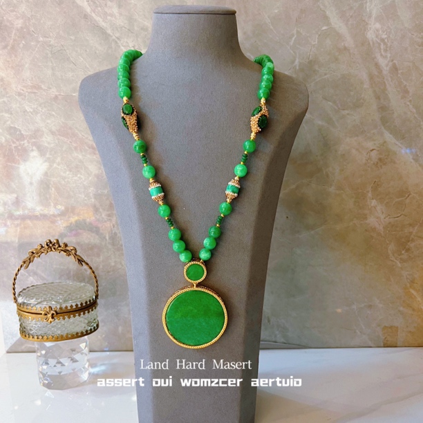 铜合金项链 慕娜尔曼斯系列2235气质复古轻奢时尚镶嵌民族风绿色