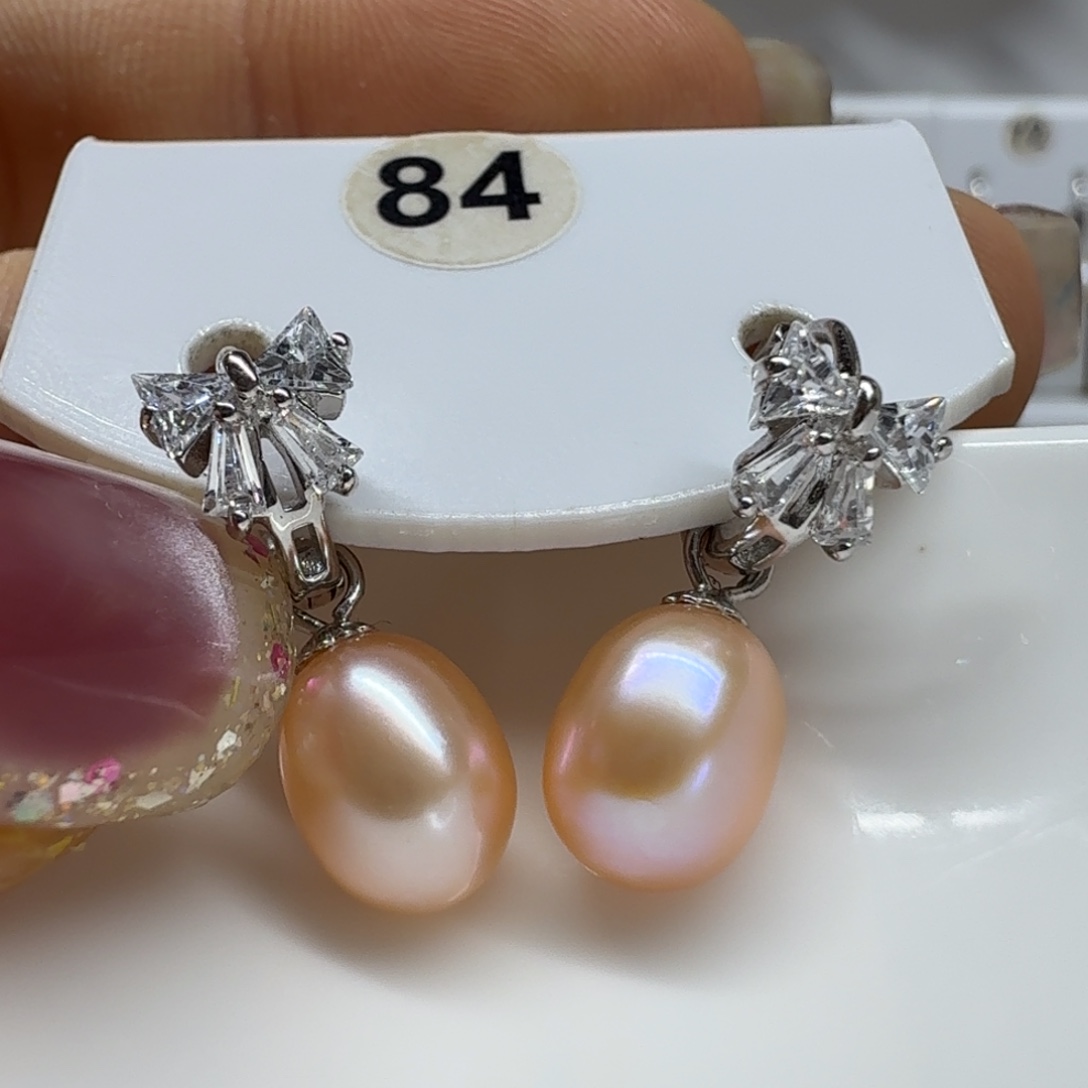 淡水珍珠耳饰银S925镶嵌珍珠