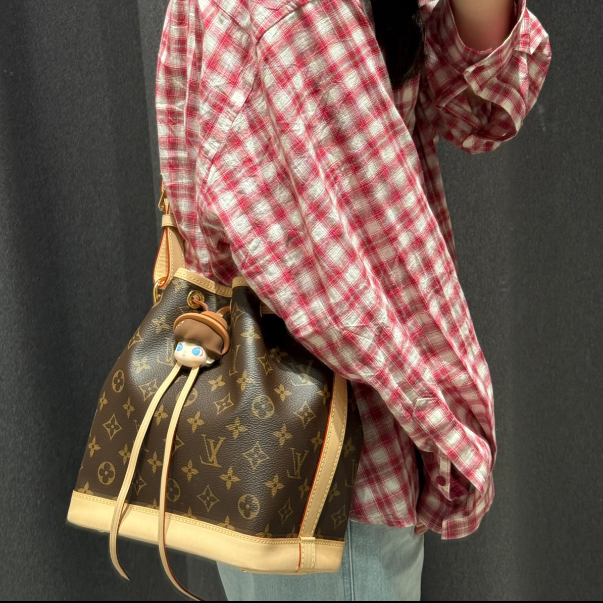 95新 LouisVuitton/路易威登 御古屋/37427/老花抽绳水桶芯片