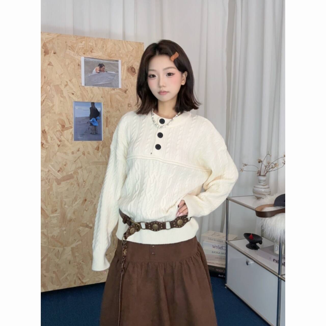 针织圆领ins常规女长袖毛针织衫毛衣秋季保暖发热