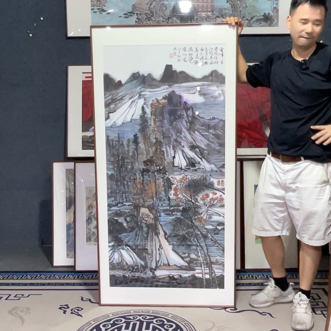 国画手绘画作品带框80/160