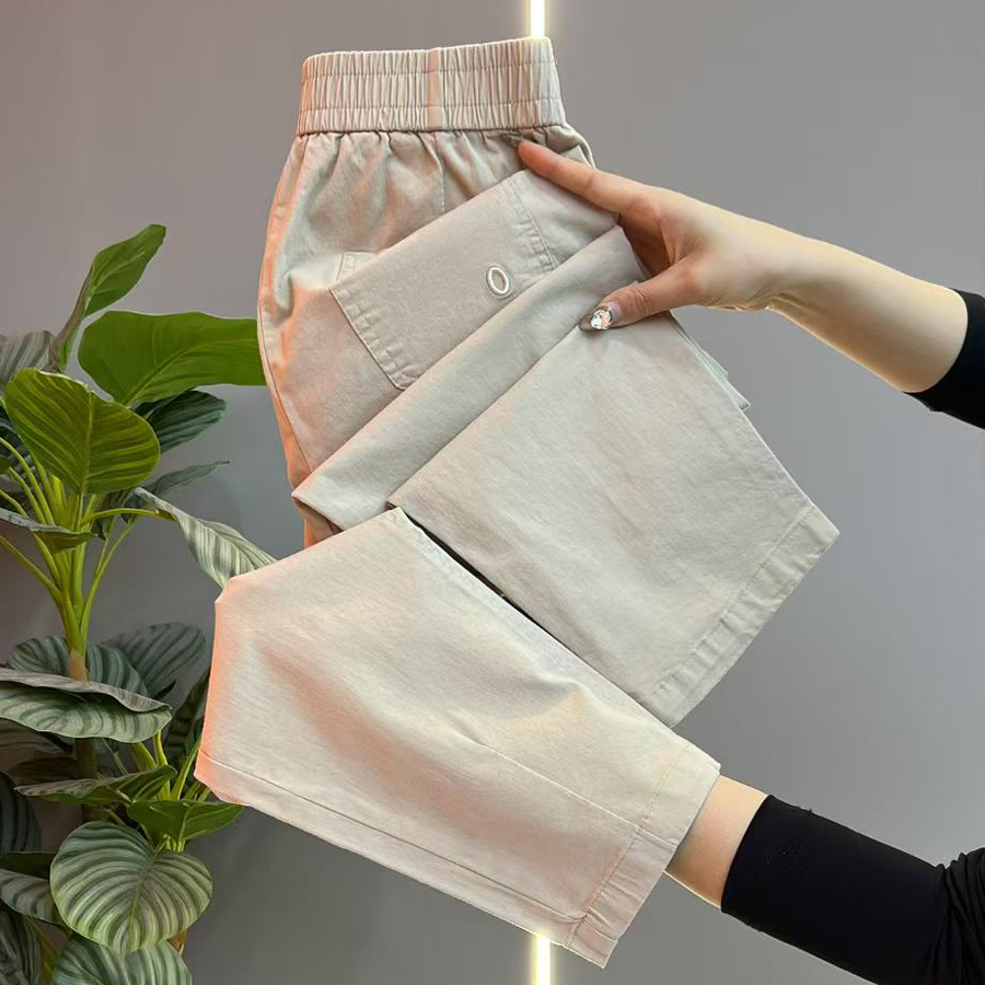 2025年夏季薄款水洗棉休闲九分裤女百搭显瘦宽松正品哈伦小脚裤女