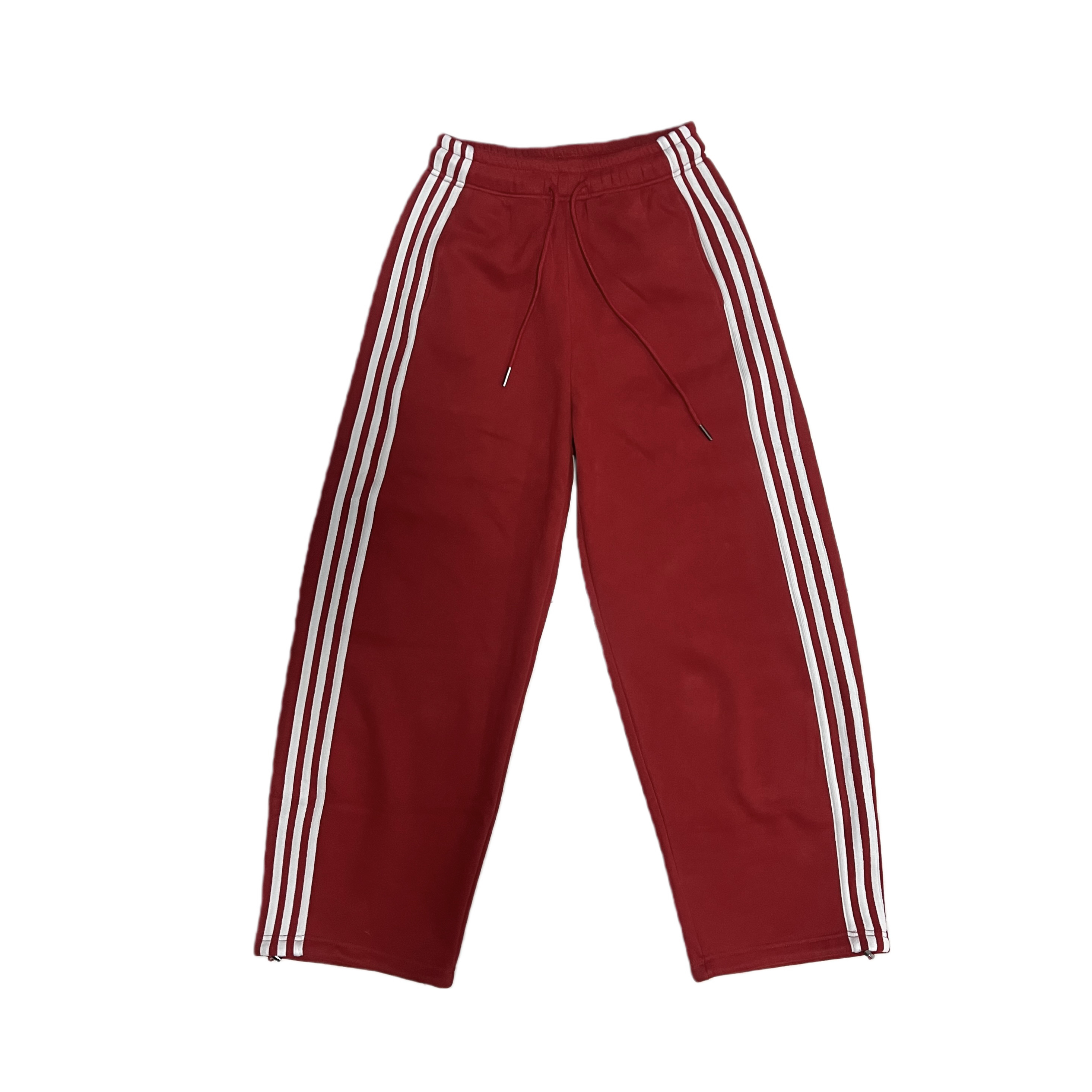 LING玲姐-「双旦红主题」冬季加绒松紧腰显瘦阔腿侧条纹校服卫裤