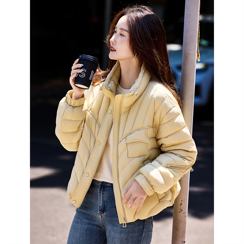 立领短款羽绒服2025年冬季新款保暖90绒鸭绒上衣女装SXYRF25005