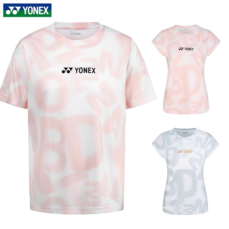 YONEX/尤尼克斯羽毛球服男女款训练透气短袖圆领晕染T恤