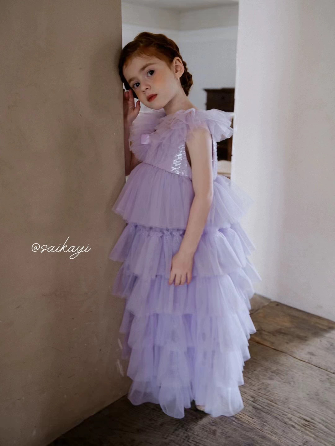Saikayi正品高端童装品牌 女童公主生日 花童 表演 连衣裙 两色 