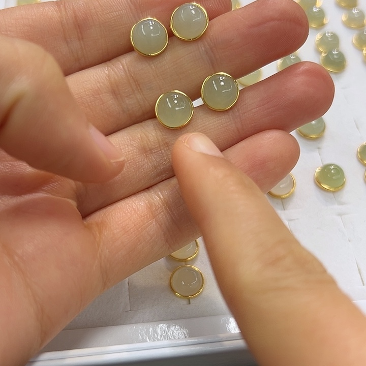 和田玉银S925镶嵌耳饰