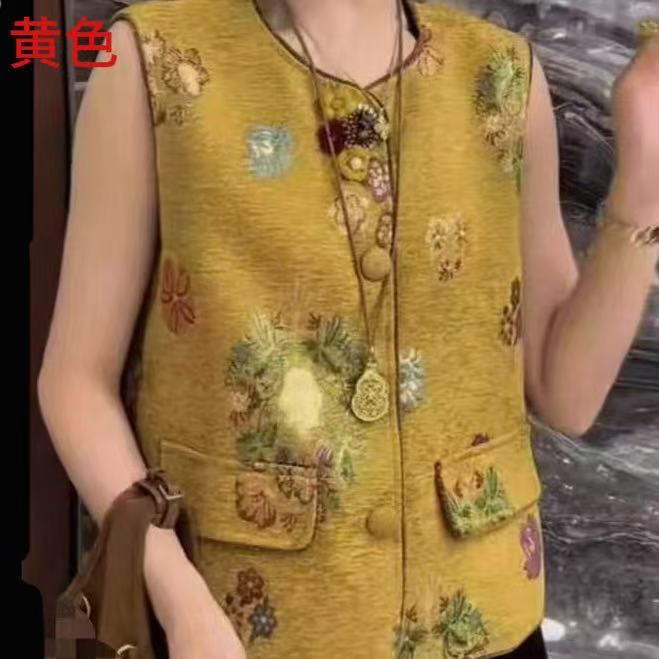 （88822马甲）新中式复古提花春秋款马甲53