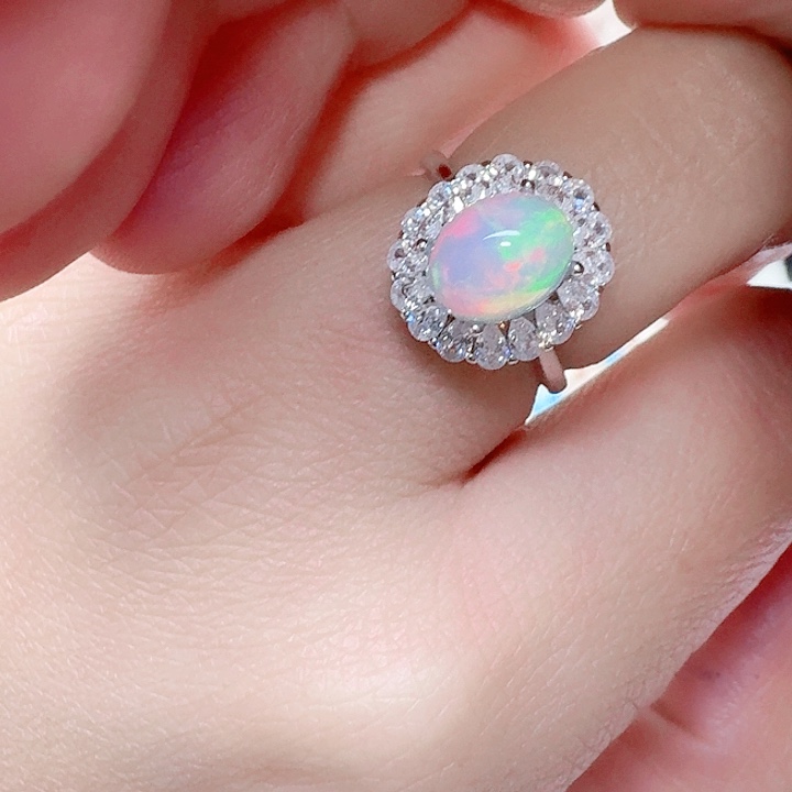 欧泊戒指银S925镶嵌戒指