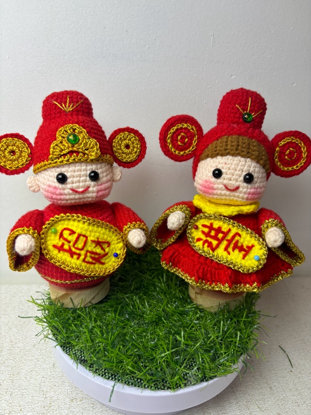 小财神男女两个diy非成品毛线材料包。