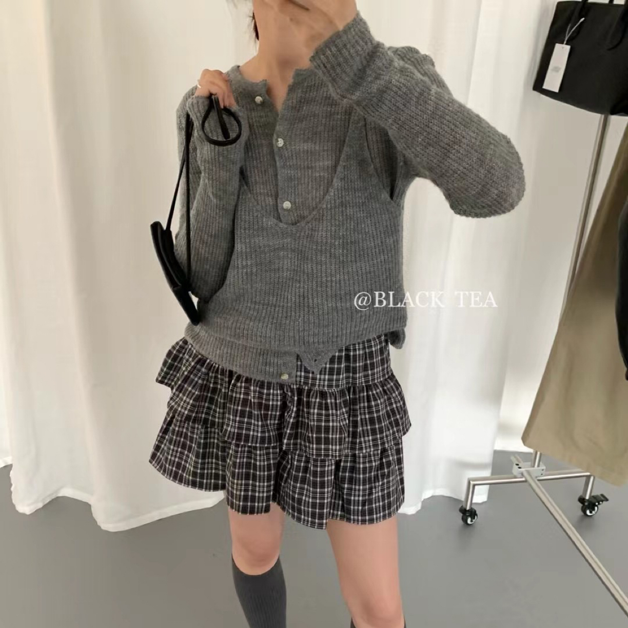 “哈呐家”格子蛋糕半身短裙  两色！！
