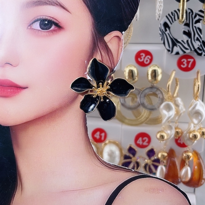 仿珍珠铁合金合金饰品耳钉5黑色