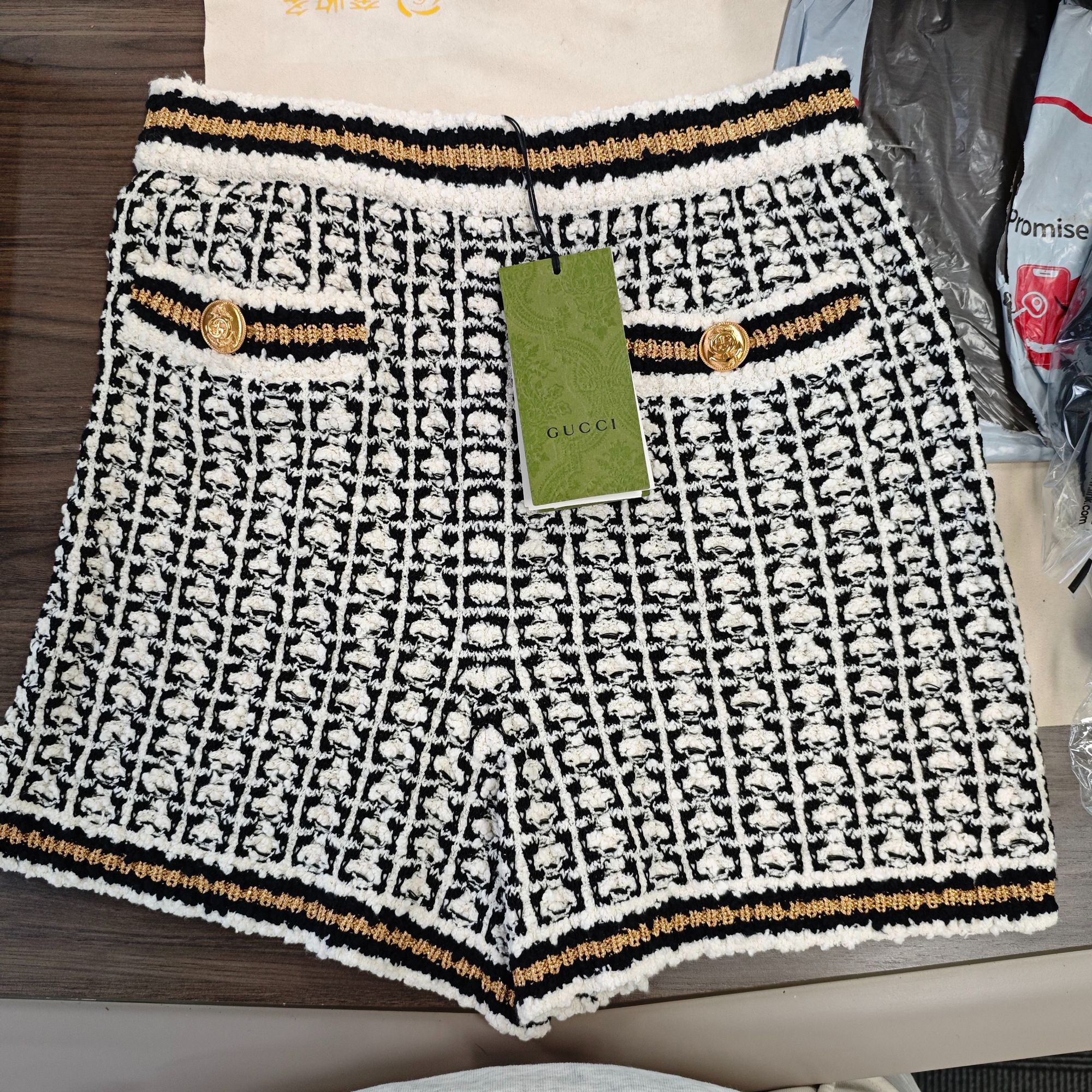 95新 GUCCI/古驰 黑白金短裙s码/250908VLY1E02