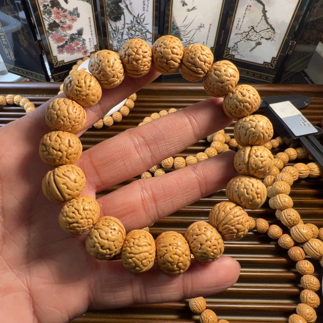 桃木奶油金丹桃核手串